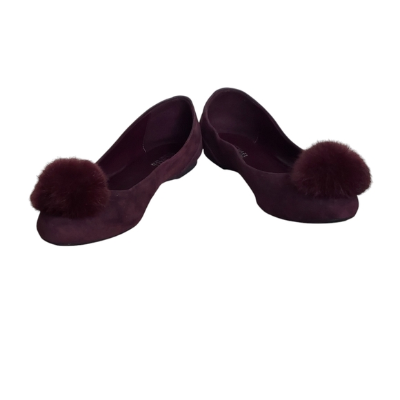 Michael Kors Remi Deep Purple Suede Pompom Flats - Picture 11 of 14